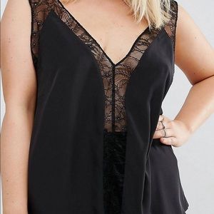 PINK ASOS CURVE TANK LACE INSERT NWT